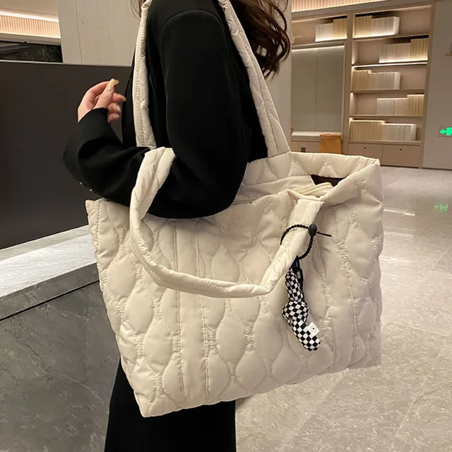 Large Puffer Tote Bag for Women Quilted Handbags Purse Winter Puffy Down  Cotton Padded Shoulder Bag Female Shopping Bag 2023 New - AliExpress
