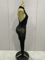 Luxury Sparkly Black Diamond Mesh See THhrough Jumpsuit Women Celebrate Birthday Sexy Dancer Nightclub Performance Stage Costume - Image 4