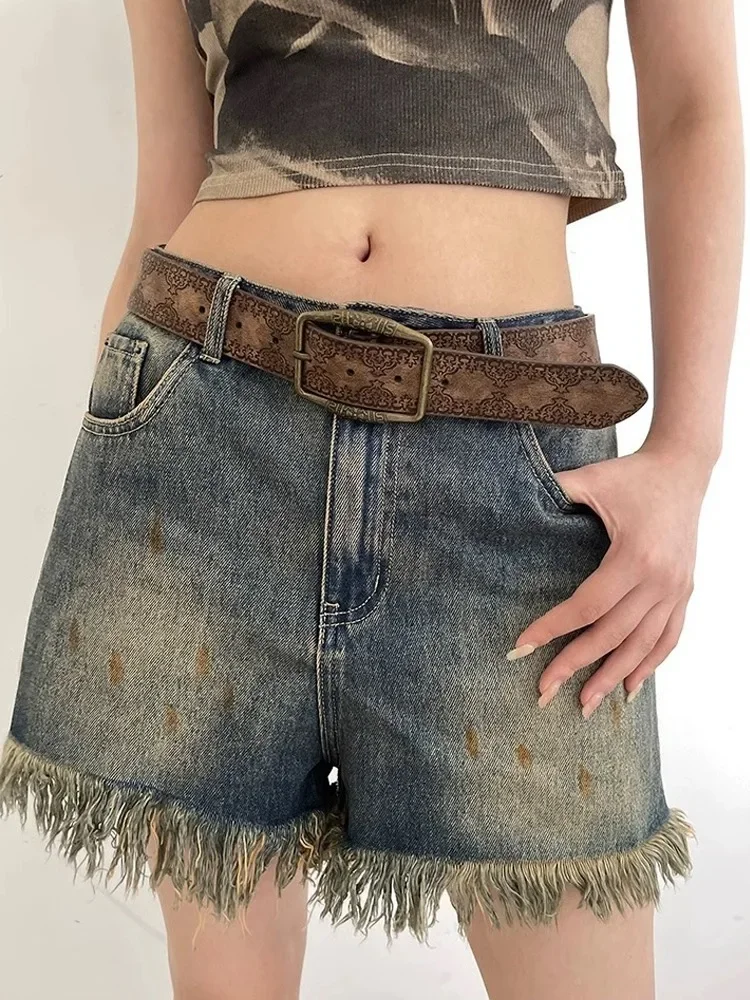 Retro Muster Druck Gürtel Frauen Pu Leder Designer Marke Schnalle Pin Hüftgurt Y2k Vintage All-Match Bund Zubehör – Detail 7
