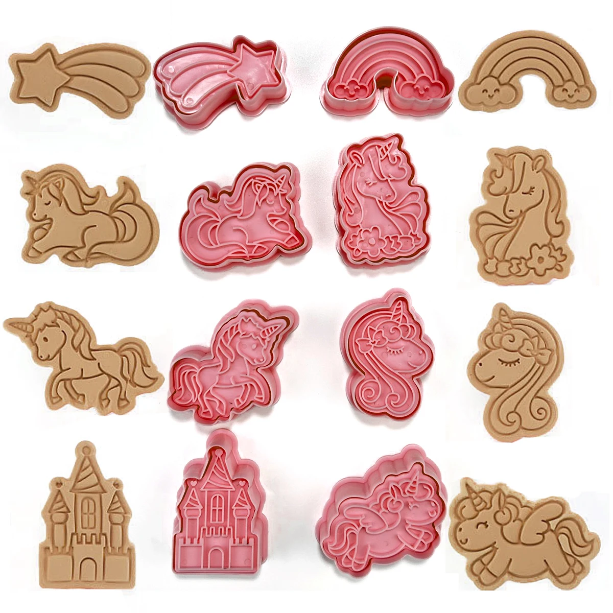 8Pcs Cookie Cutter Stamp Cartoon Unicorn Shape Biscuit Mold Confectionery Kitchen Baking Pastry Tools cookie cutter,cookie mould,cookie printing mold,baking mold