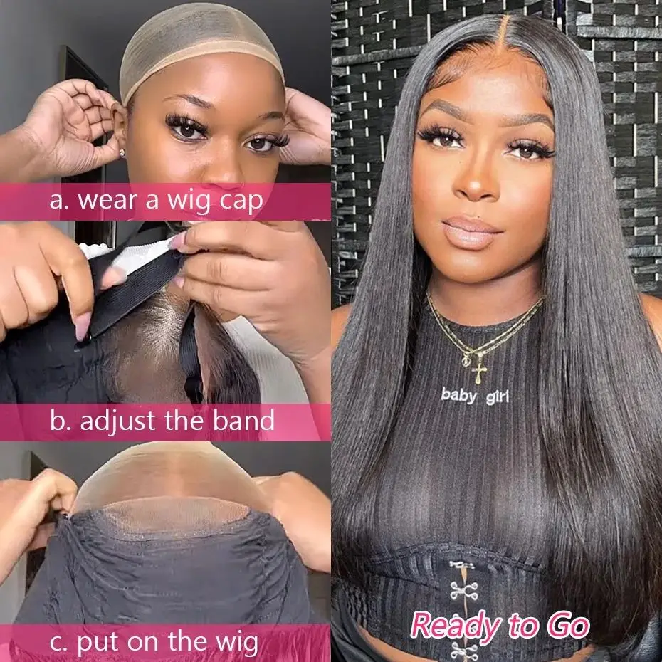New Glueless Wig Bone Straight Brazilian Human Hair 13x4 Lace Frontal Wigs 5x5 6x4 Hd Transparent Lace Closure For Women Pre-Cut - Image 3