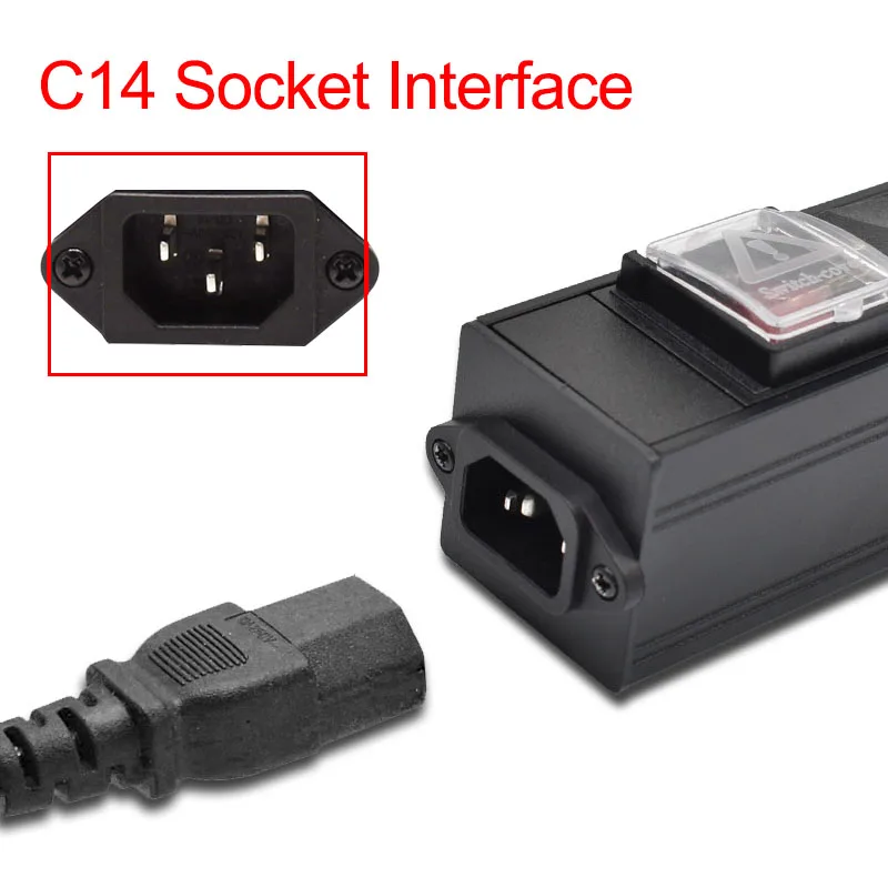 Estendido com Rede Cabinet Rack, 2 Carregamento USB, 2-10 Ways, IEC-C14 Port