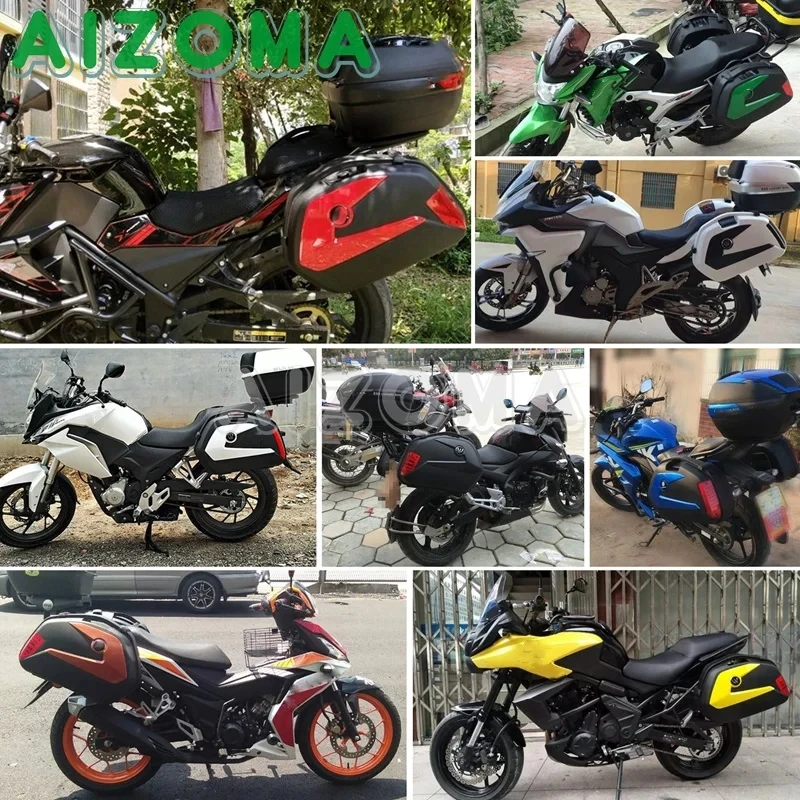 Motorcycle Rear Storage Box 20L Side Box Tail Luggage Trunk Case Toolbox + Bracket + LED for Honda CB BMW Suzuki
