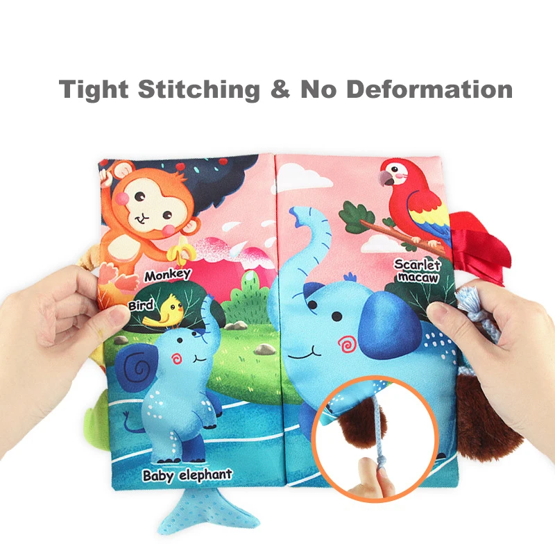 0-36M Baby Early Learning Toy Tail Cloth Book Puzzle Parent-child Interactive Sound Paper Infants Activity Toys for Babies 6