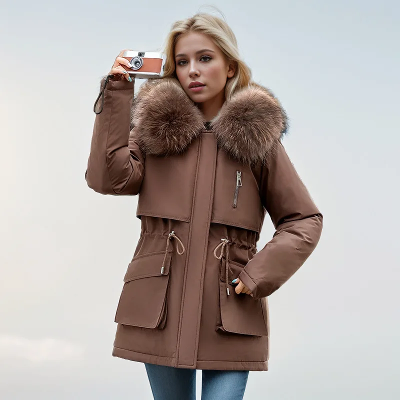 -30 Degrees Snow Wear Medium Long Parkas Winter Jacket Women Removable Lining Hooded Clothes Female Down Cotton Warm Coat down jacket parka coat parkas coat