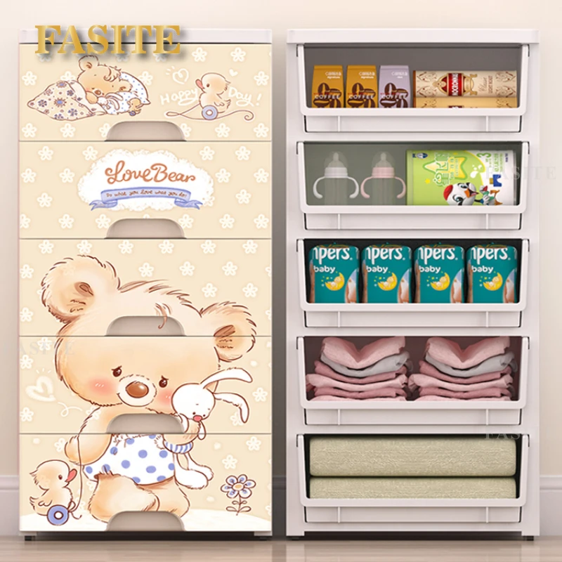 Большой ящик для хранения с мультяшным рисунком, стильный пластиковый ...