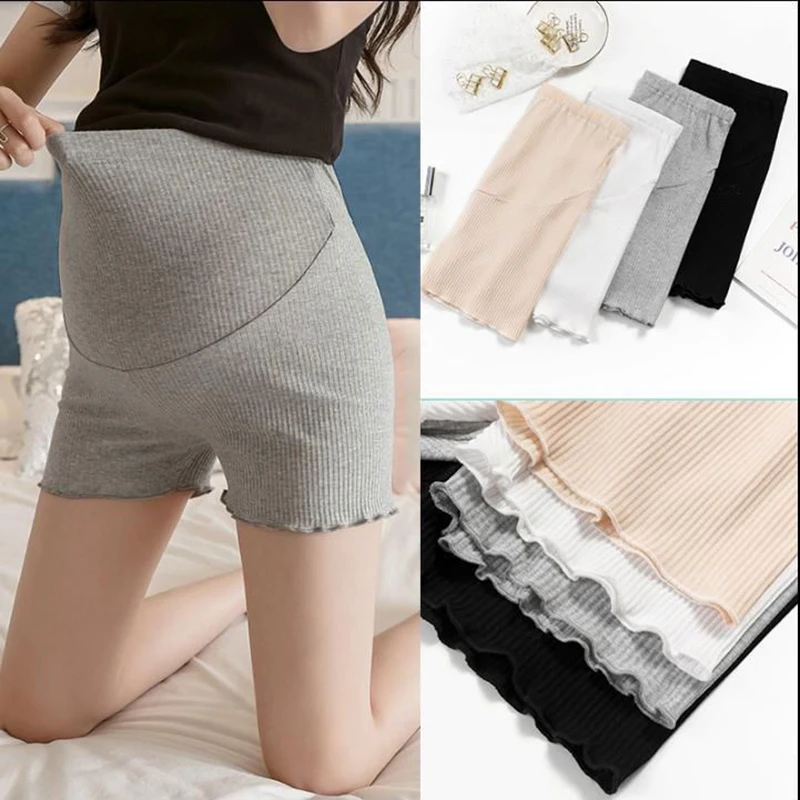 Maternity High Waist Tights Pregnant Women Summer Short Pants Comfortable Trousers Pregnancy Short Leggings Slim Stripe Shorts