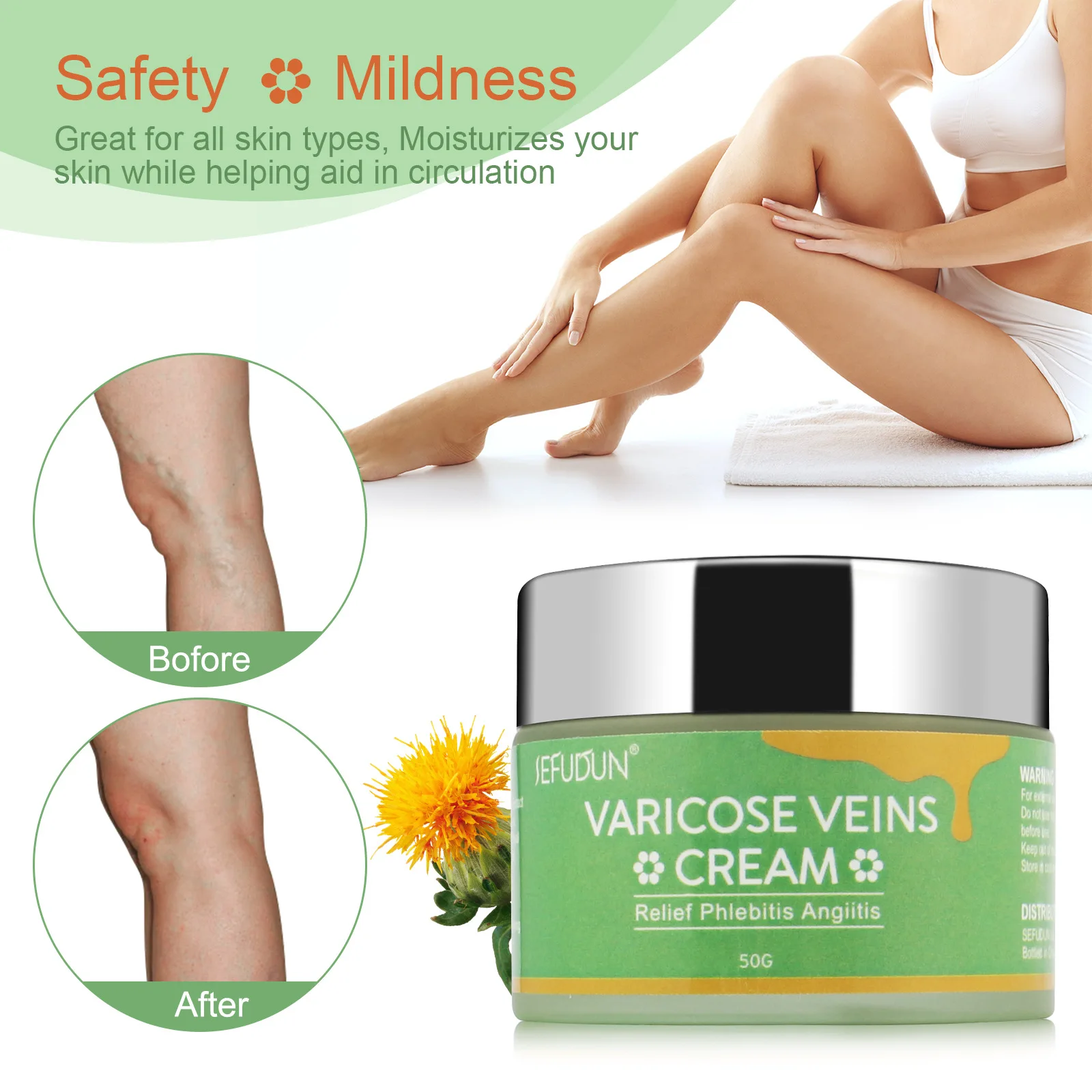 

Varicose Veins Cream,Varicose Vein Treatment for Legs,Relief Phlebitis Angiitis Inflammation,Improve Blood Circulation