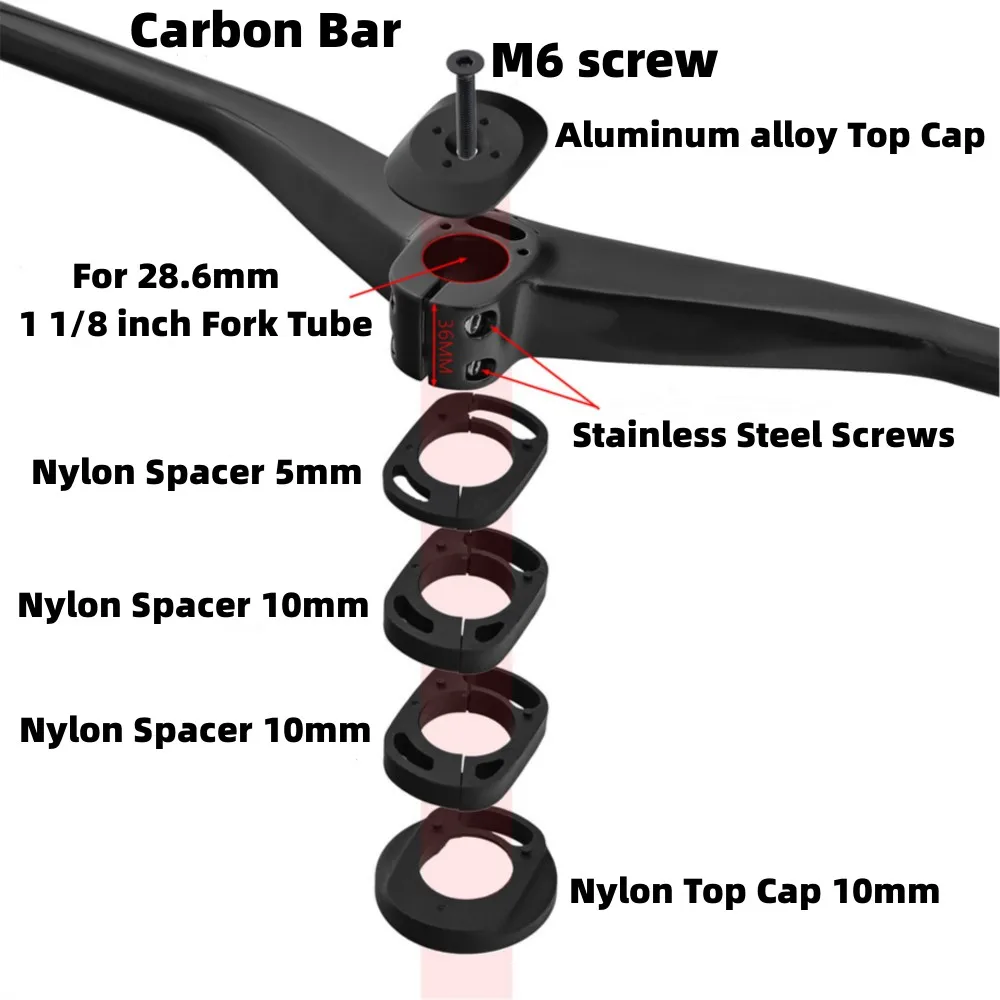 Mtb Carbon Handlebar Integrated Mtb Bike Table T800 Carbon Handle Bar 65/85/105x780mm For Mountain Bike Handles 28.6mm Steering