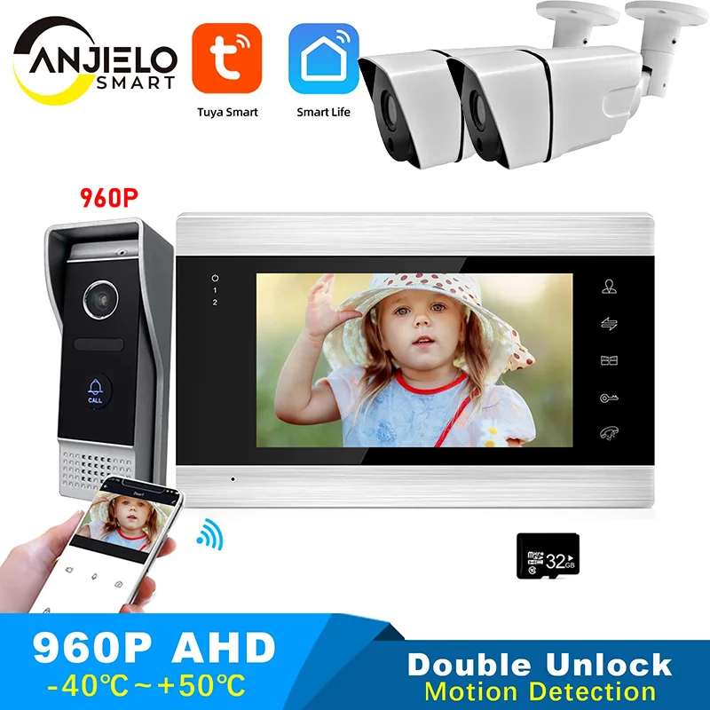 Новый Умный 7-дюймовый экран 960P/AHD Tuya с широкоугольным дверным звонком