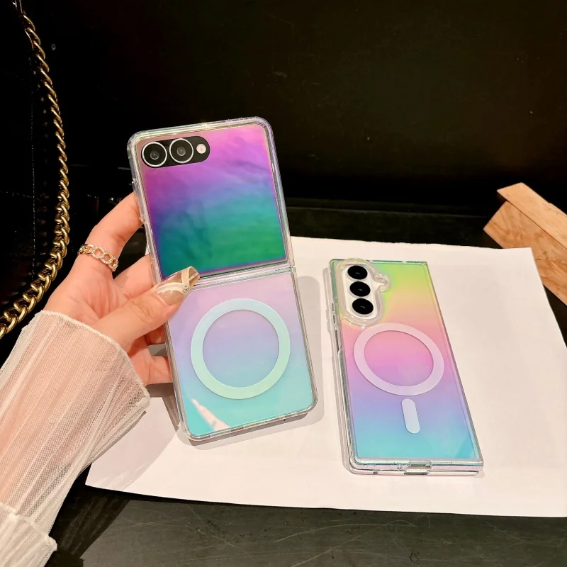 Luxury Magsafe Magnetic Gradient Aurora Laser Phone Case - Hard Bumper Clear Cover