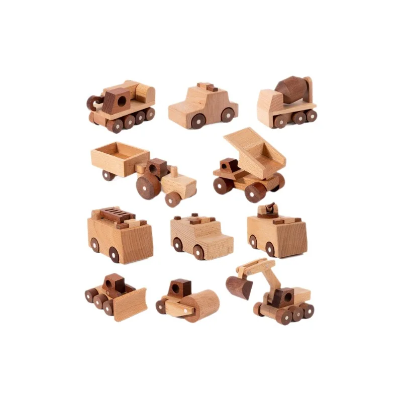 Wooden Toys Engineering Vehicles Excavators Bulldozers Model Toy Simulation Vehicle Desktop Ornaments Montessori Education Gifts - 6