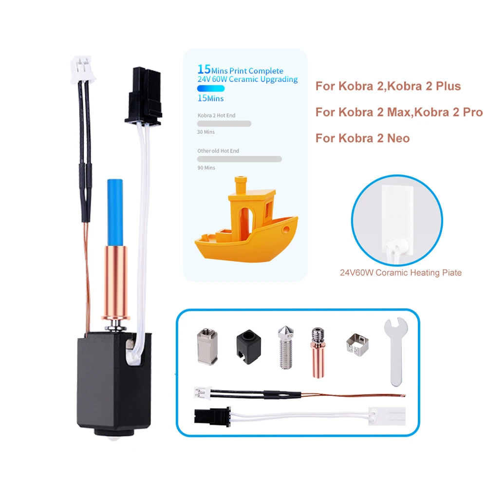 Upgrade für Anycubic Kobra 2 Hotend Kit Thermistor Heizpatrone Drucken Hot End für Kobra 2 Plus/2 Max/2 Neo/2 Pro 3D-Drucker