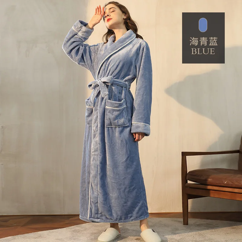 Plush Flannel Bathrobe for Women Long, Warm, Winter Night Robe 10