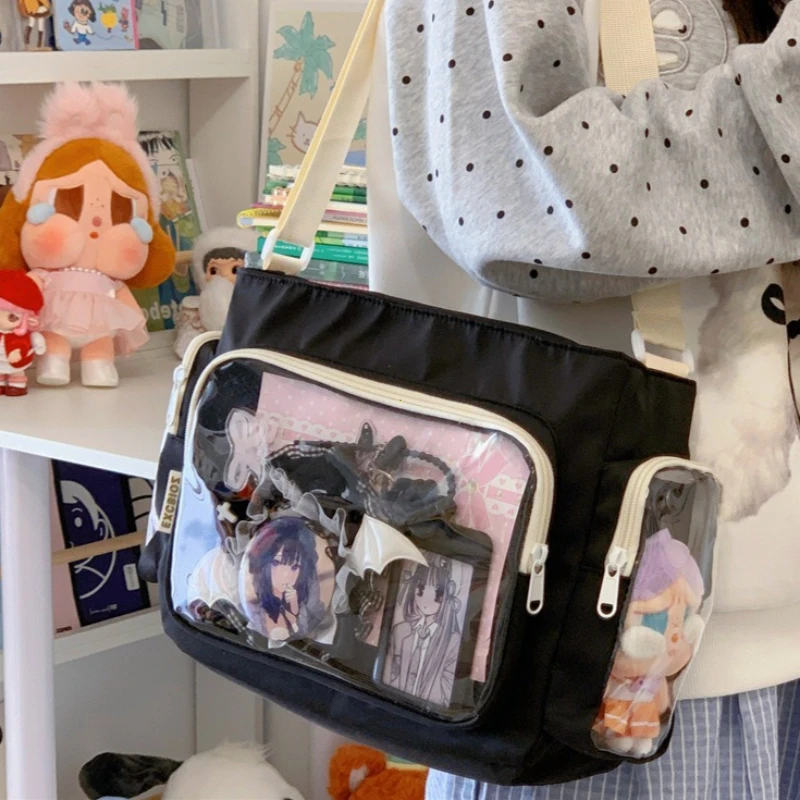 Trendy Transparent Crossbody Bag for Girls Large Capacity Shoulder Bags Fashionable School Style Texture and Versatile Ita Bag - 3