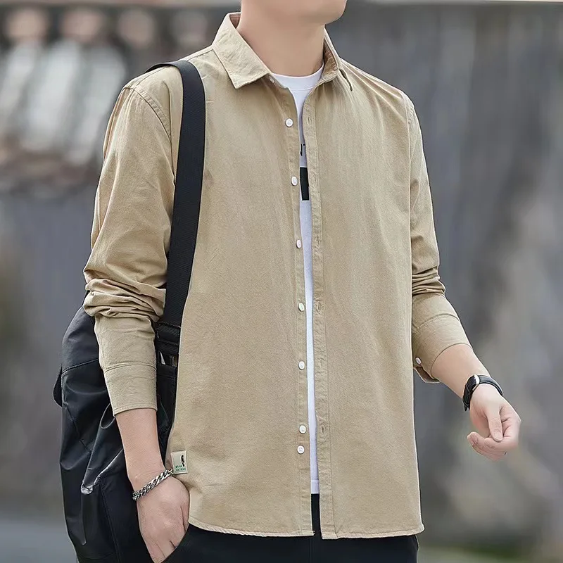 

Spring And Autumn High Quality Long Sleeve Shirt Men Pure Cotton Non-ironing Solid Color Shirts Jacket Loose Casual Workwear Top