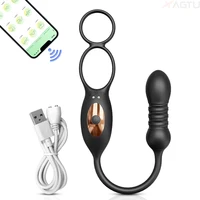 APP Control Männlichen Penis Ring Stieß Prostata-massagegerät Anal Plug Cock Ring Teleskop Anal Vibrator Homosexuell Erwachsene Sex Spielzeug für Männer 6
