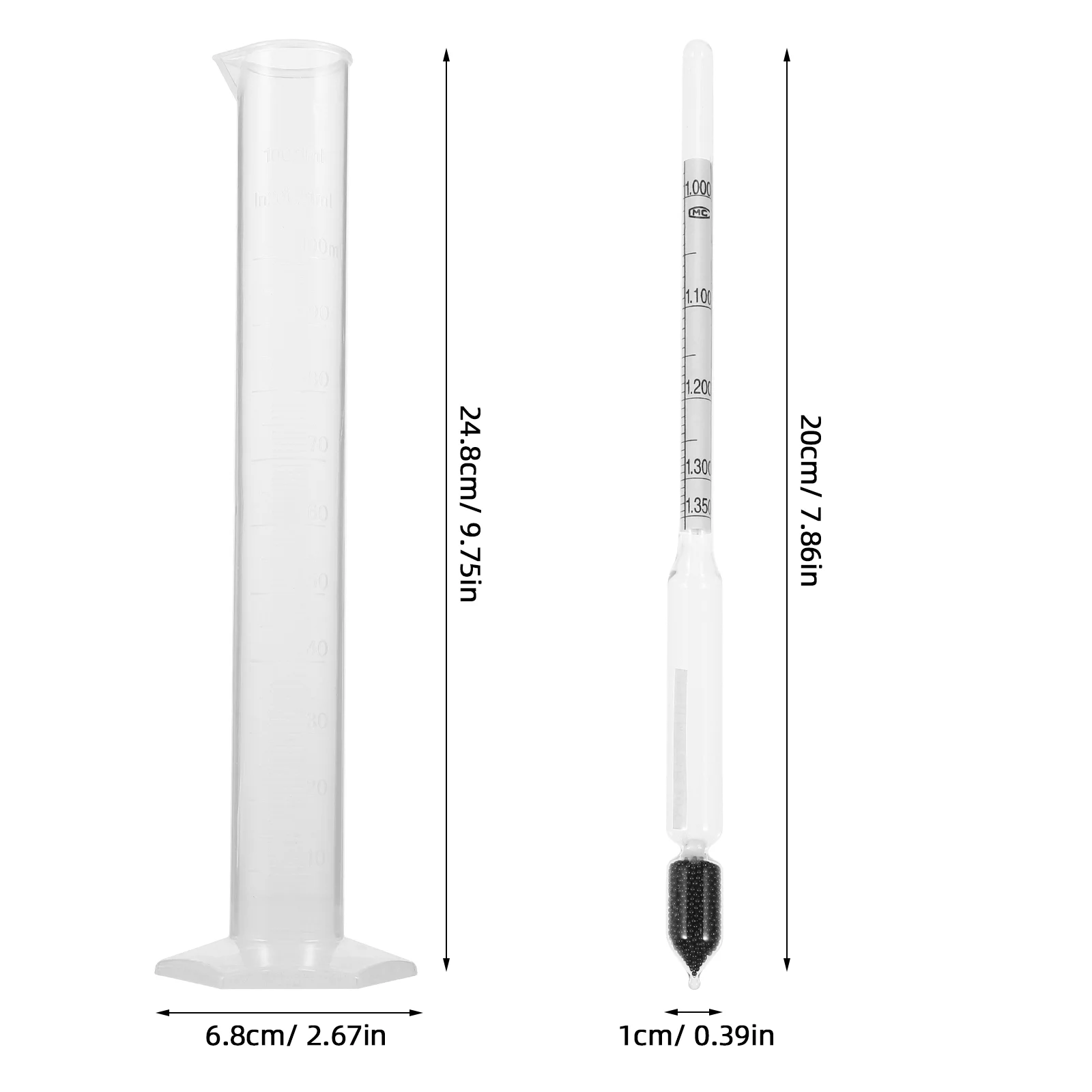 120ML High Precision Paste Concentration Meter Graduated Cylinder Hydrometer For Beer Alcohol Brewing Supplies Laboratory Hydrometer Alcohol Tester