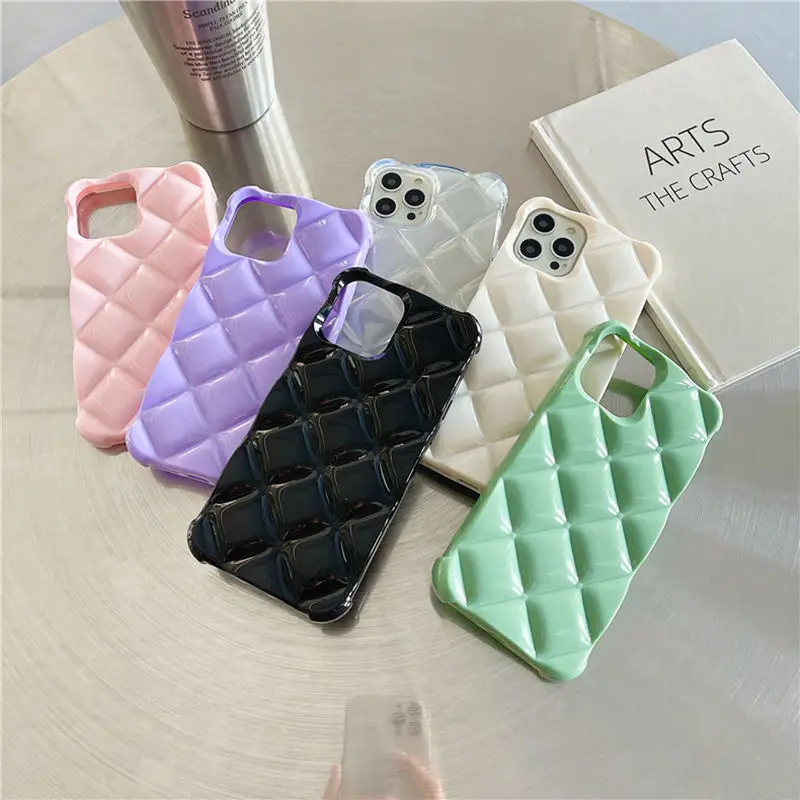 Роскошный 3D чехол в клетку карамельных цветов для телефона iPhone 13 11 12 Pro X XR XS Max 7 8 Plus