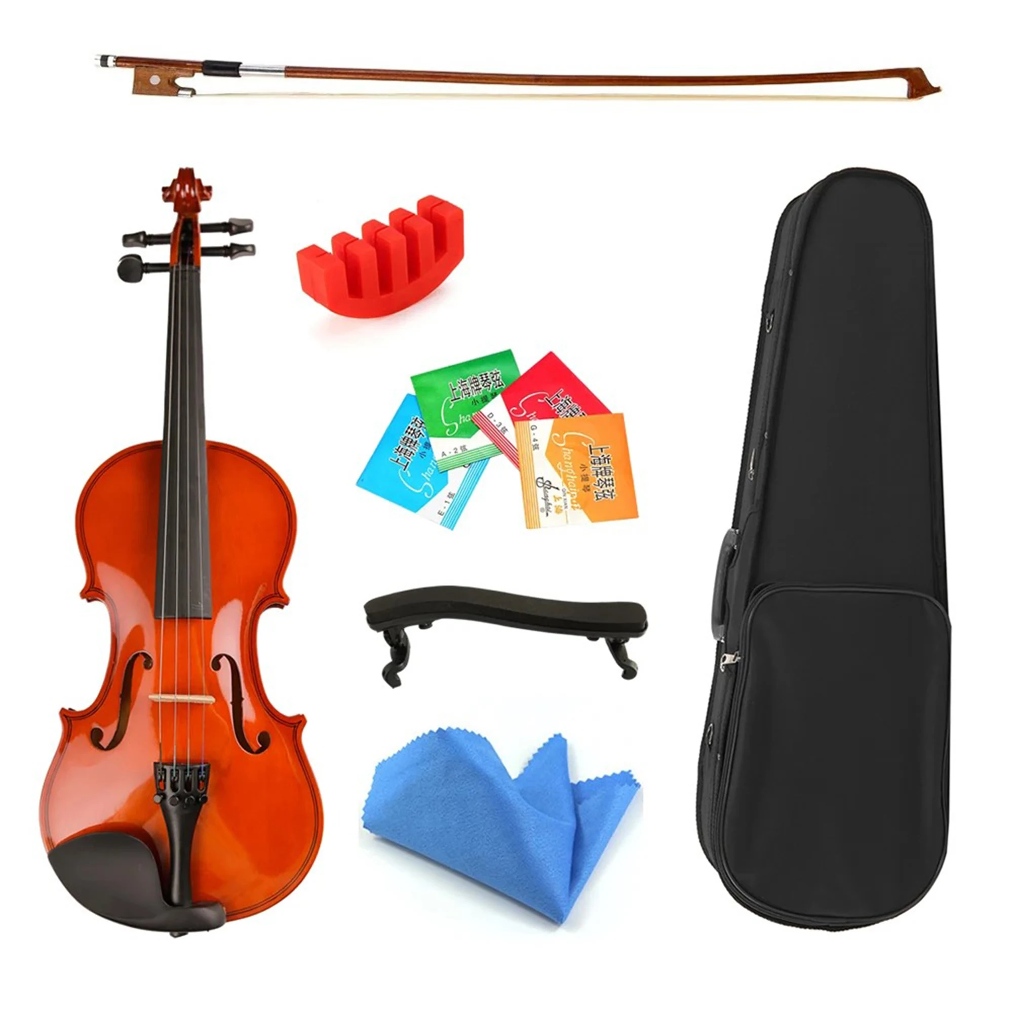 1/8 1/10 1/16 Size Kids Violin, 4/4 Full Size Student Beginner Violin with Hard Case, Bow, Shoulder Rest, Rosin, Strings.