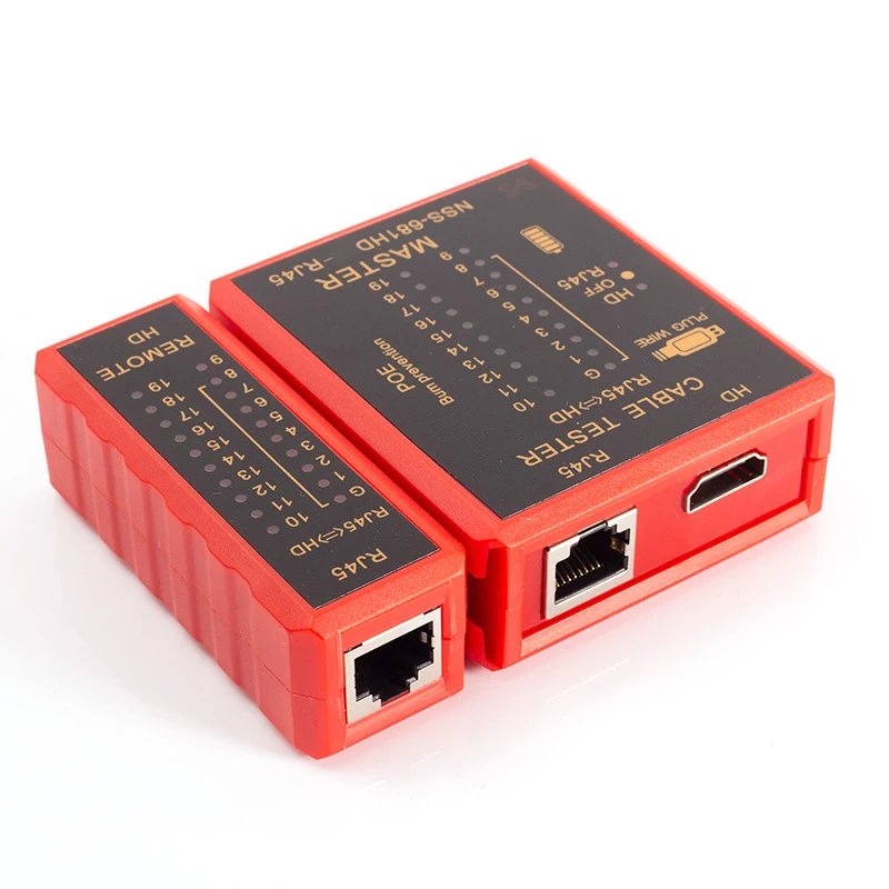 Con probador de Cable HDMI, probador de Cable de red RJ45, protección POE antiquemaduras, potencia de batería, transmisor receptor Lan 8P8C 6P8C