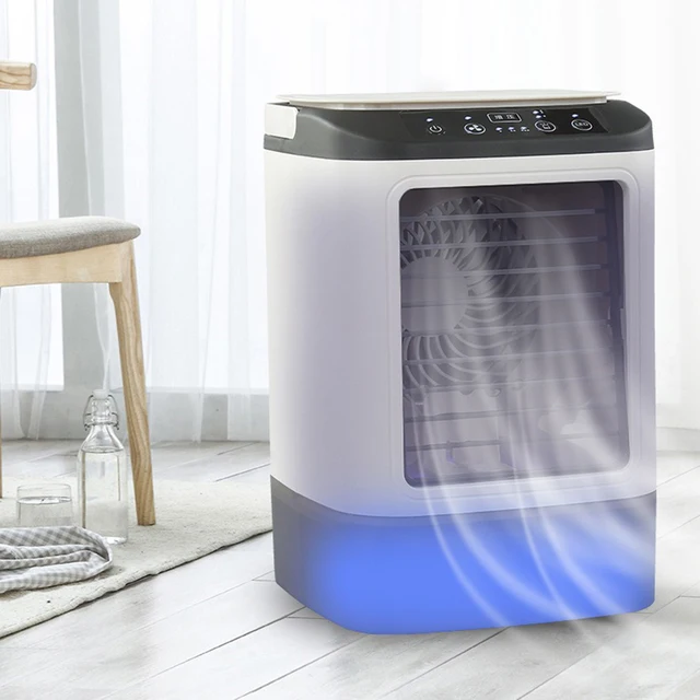 Ventilateur de climatisation portable à 3 vitesses, USB, pour chambre, maison, camping, humidificateur de bureau, mini ventilateur de refroidissement, lampe de nuit LED, refroidisseur d'air 에어컨 1
