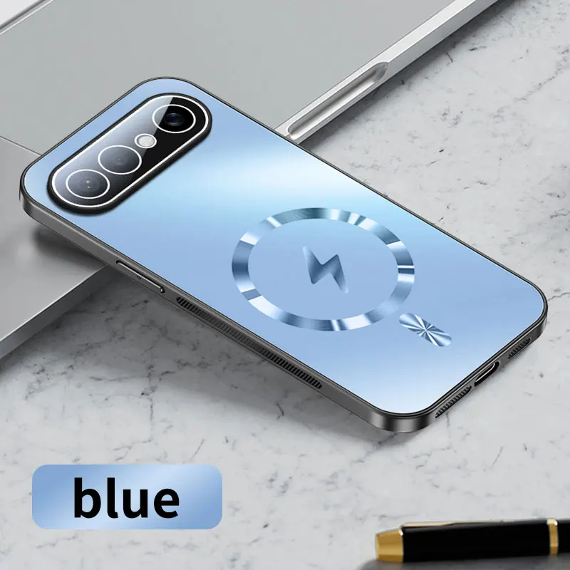 Magnetic Camera Lens Protection Matte Frosted Back Cover with Wireless Charging Capability
