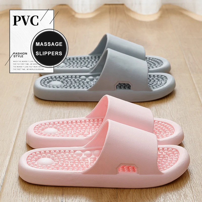 

Home Slippers Couple Summer Indoor Skid Proof Bathroom Soft Slippers Sandals Hotel Solid Color Men Women Flat Shoes
