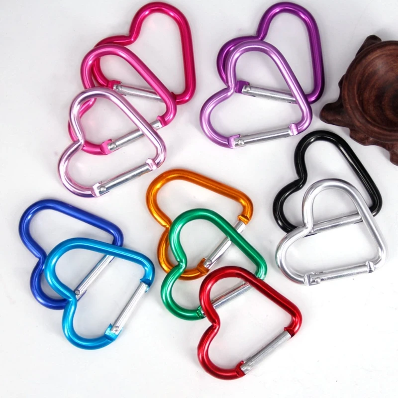 Heart Shaped Carabiner Clip Aluminum Alloy Keychain Clip Spring Hook Camping Backpack Clips Heavy Duty climbing carabiner