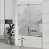 60x60 Frameless Sliding Tub Door Handle Glass Bathtub Shower Door 5/16" 8mm Clear SGCC Tempered Adjustable Walk-in Stainless 2