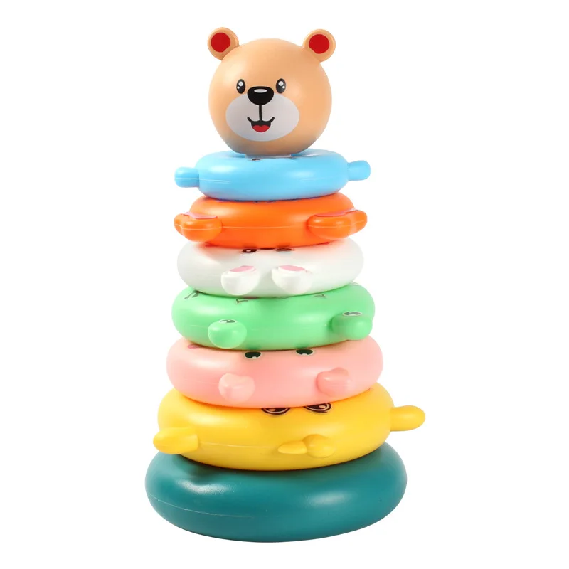 0 12 Month Baby Puzzle Pyramid Tower Cup Stacking Duck Toys Montessori Educational Beach Kids Pool Bathtub Toy Boy Gril Gift