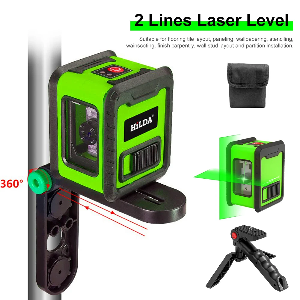 

2 Lines Laser Level Self-leveling Green Beams Laser Level High Precision Horizontal Vertical Cross-Line Laser Leveling Tool