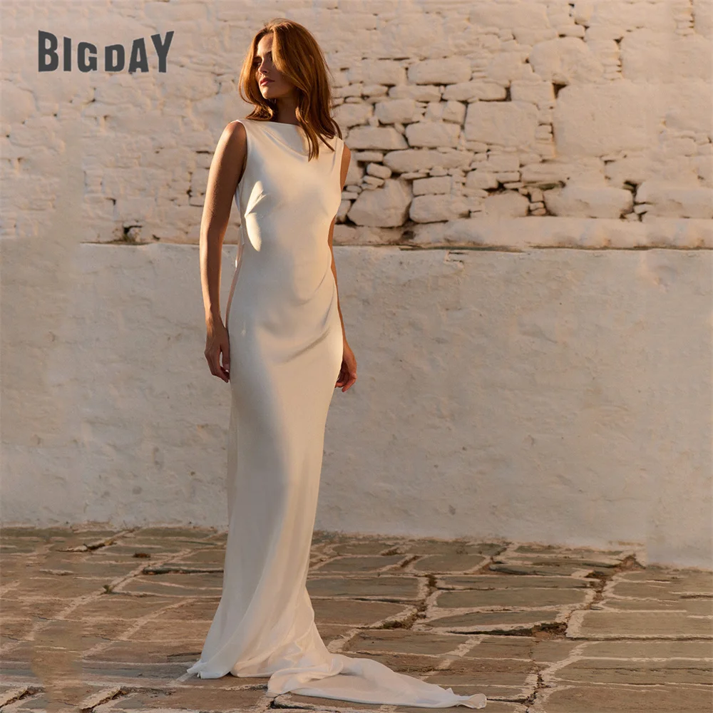 Modern Mermaid Wedding Dresses Women 2025 Boat Neck Sleeveless Open Back Sweep Train Bridal Gown Vestido De Noiva Customized 10 Sa97fd7f15496448c84ada332efe7d24ev