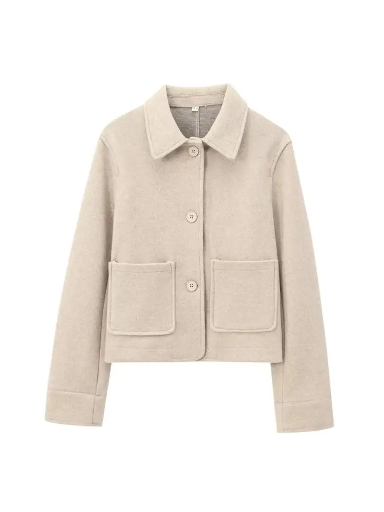 Veste douce avec poches pour femmes, manteau à manches longues, boutonné, vêtements d'extérieur pour femmes, hauts chics, mode