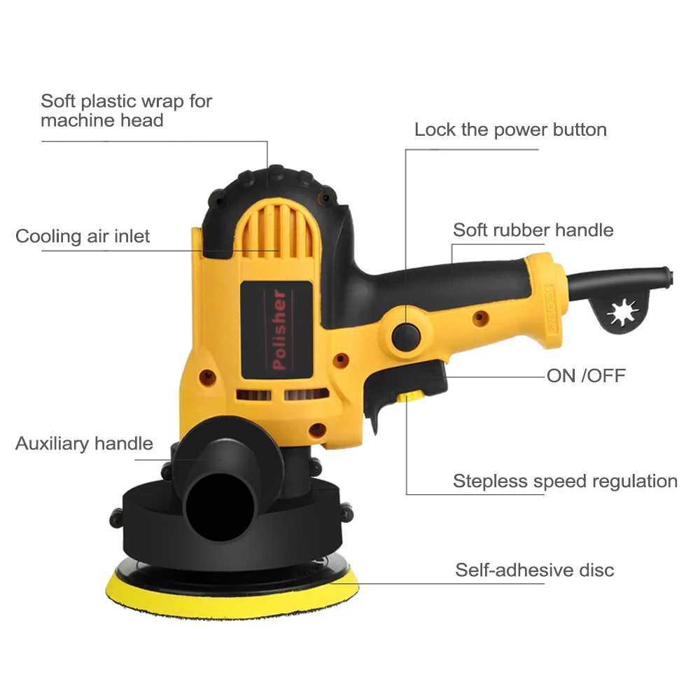 Car Polishing Machine 700W Adjustable Speed Automotive Polishing Scratch Repair Wax Coating Home Car Beauty Waxing Machine 4