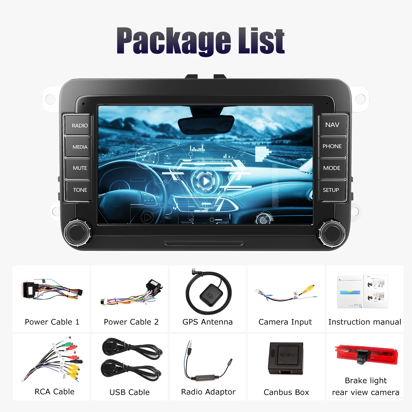 ESSGOO 7/9" Android 14 CarPlay GPS Navi for VW Caddy Life 2K Facelift Cross maxi Car Stereo Radio Rear View Camera Brake Light