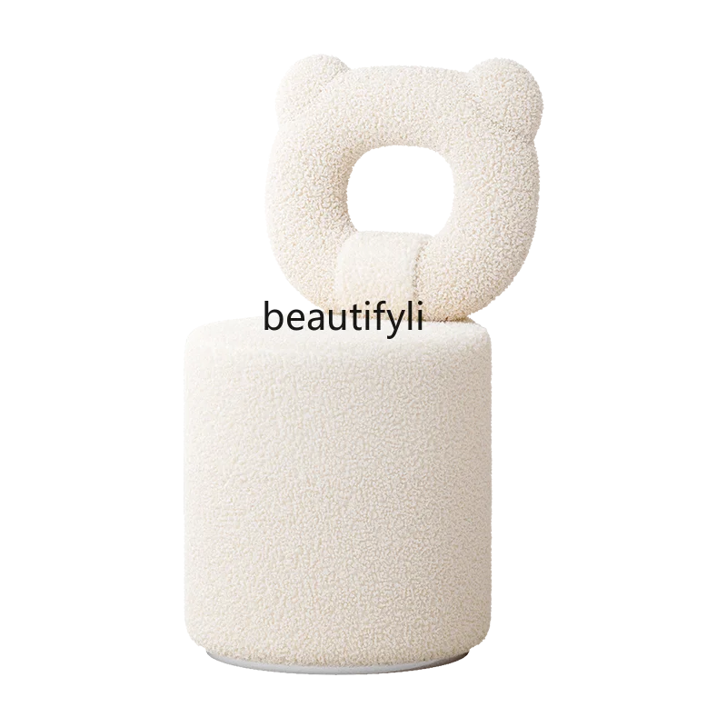 

Makeup Stool Girls' Bedroom Dressing Stool Modern Light Luxury Household Dressing Table Chair Backrest round Stool
