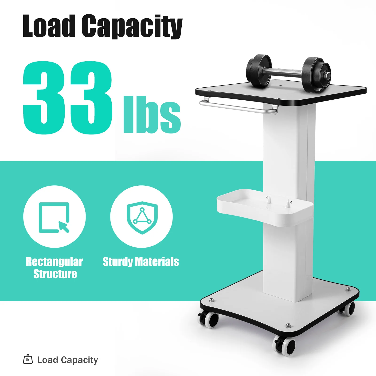 Max Load 15Kg Salon Table Trolley Stand Rolling Cart Beauty Wheel Holde Trolley Stand Beauty Equipment Machine Moving Cart multi layer storage trolley