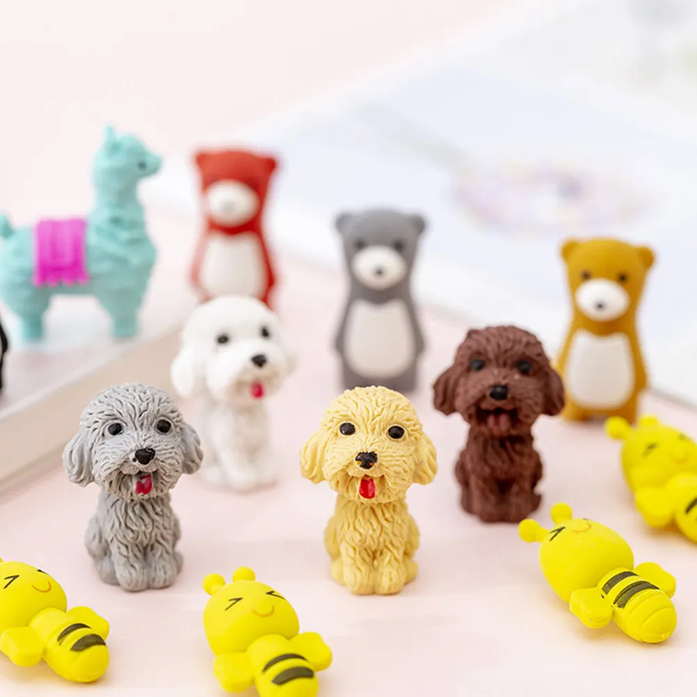 20Pcs 동물 지우개 휴대용 다기능 미니 연필 지우개 학교 어린이 용품 창의적 내마모성 컴팩트 디자인