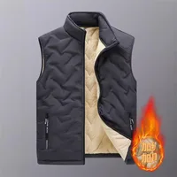 Thickened Woolen Men's Vest Dad's Style Autumn Winter Clothes Warmth Integrated Leather And Fur One Piece Zipper Closure Casual