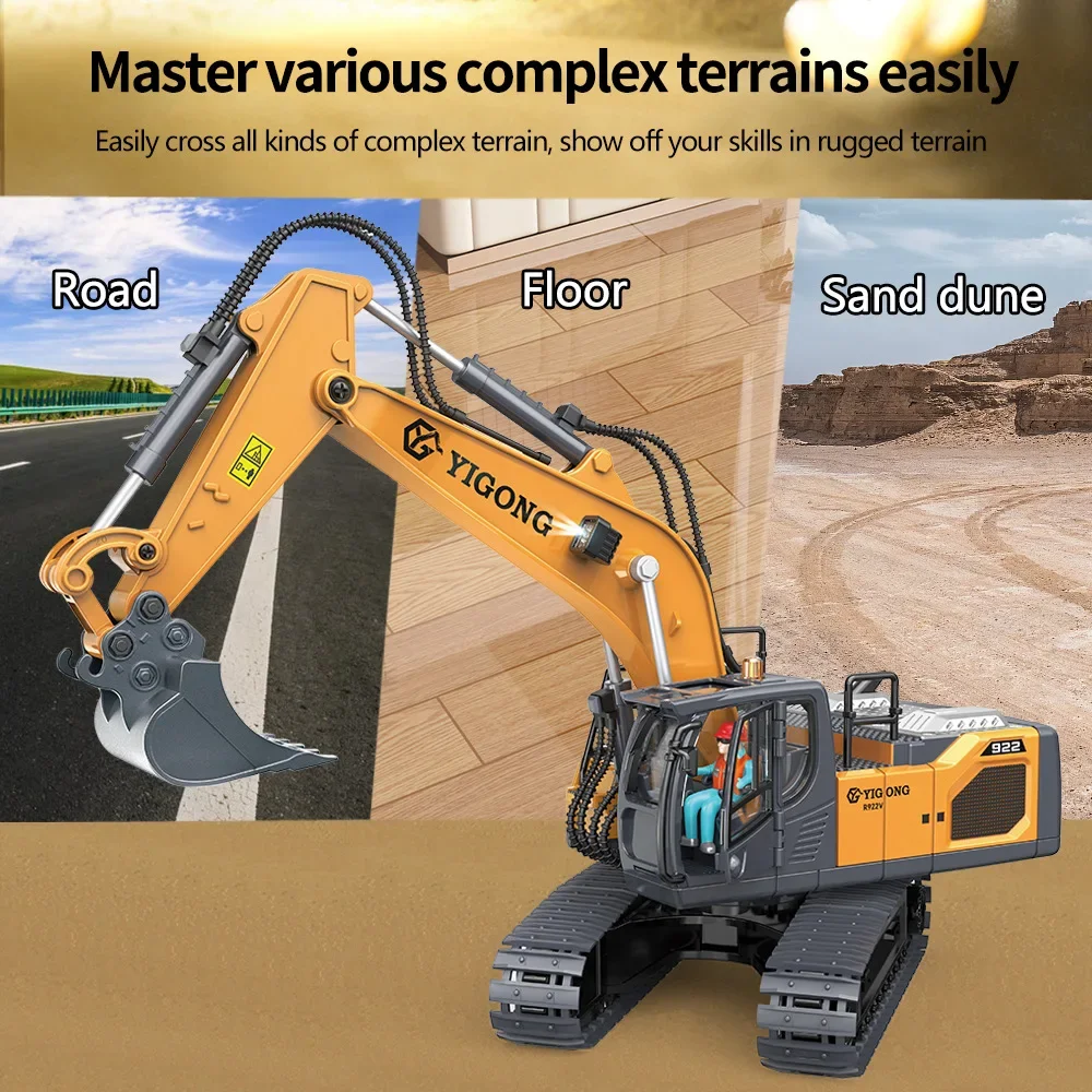 Yellow Plastic Remote Control Excavator Toy for Kids