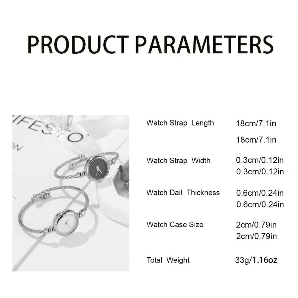 Womens Watch Couple Style Gold Sliver Bracelet Minimalist Steel Strap Quartz Watch Set