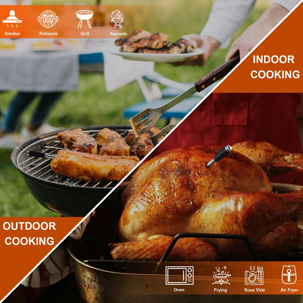 Wireless Meat Thermometer Waterproof Probe Bluetooth Food Thermometer Support APP Remote Real-time Monitoring for BBQ Baking 6