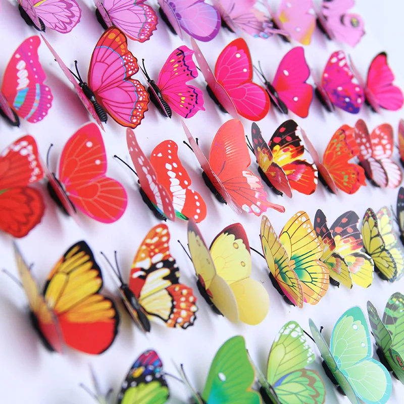 

100pcs White 3D PVC Flower Butterfly Wall Stickers For Girl Kids Baby Rooms Kitchen Home Decoration Adhesive to Wall