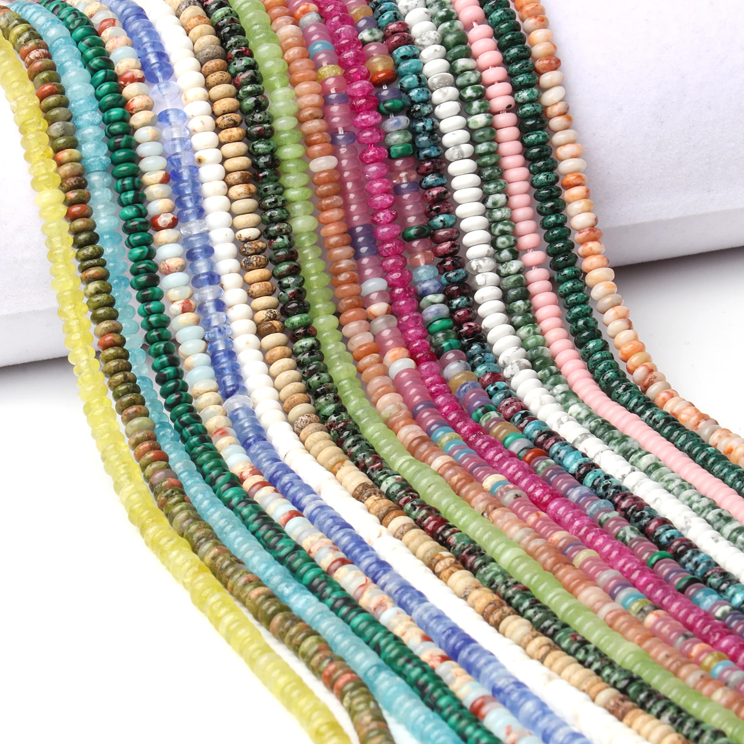 

5*8mm Rondelle Natural Stone Yellow Chalcedony Jades Turquoise Unakite Loose Gem Bead for Jewelry Making DIY Bracelet Necklace