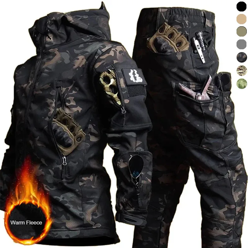 YuanDian Giacca Tattica Softshell Mimetica (foglie Morte) – Impermeabile, Antivento, Foderata In Pile, Taglie Dalla M Alla 3XL