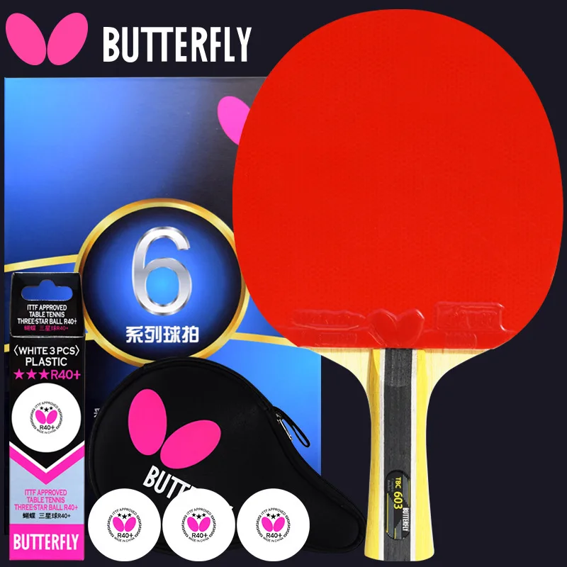 

Authentic Butterfly Table Tennis Racquet 6 Series Butterfly King Professional Pure Wood Bottom Plate Finished Single Racquet Set