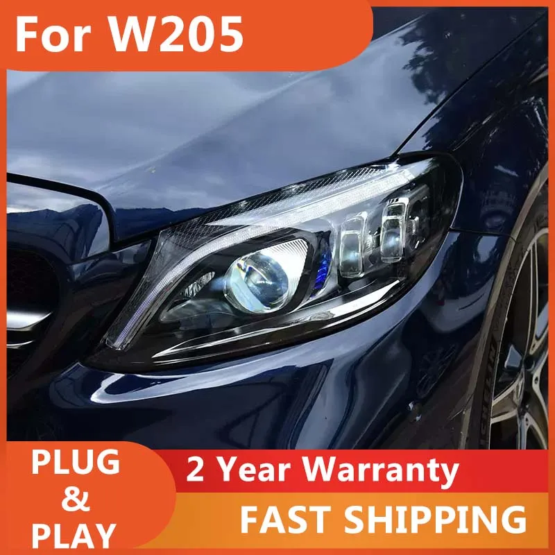 

Автомобильные аксессуары для передней фары Benz W205 фары 2014-2020 Mercedes C180 C200 C260 C300 фары DRL сигнал поворота Высокая Bea