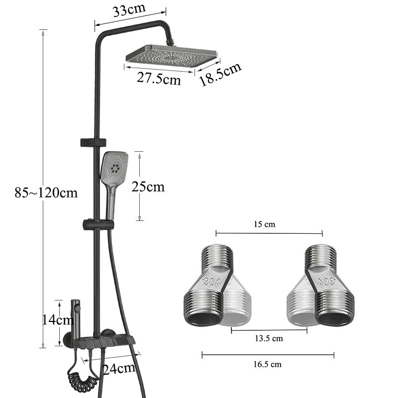 Piano Digital Shower Faucet Set Bathroom Bathtub Mixer Hot Cold Waterfall Tap Rainfall Shower System