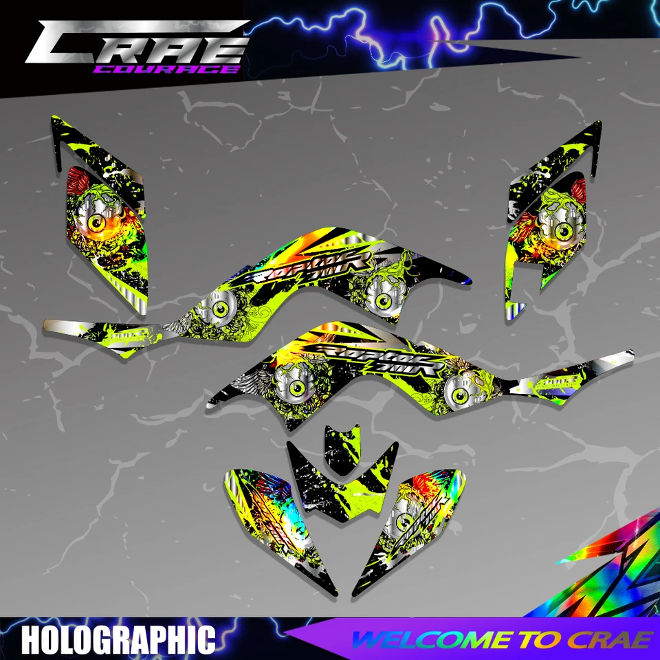Kit Graphique Yamaha Raptor 700 / 700R – 2006 à 2012 – Autocollants Bleus – Personnalisable